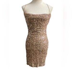 B Darlin Gold Sequin Mini Dress
